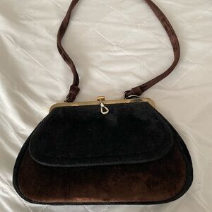 Vintage Suede Purse Handbag with Suede Strap.